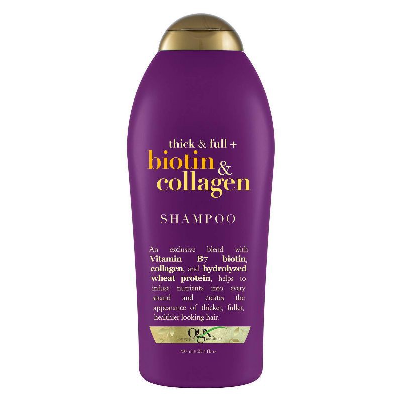 slide 1 of 10, OGX Thick & Full Biotin & Collagen Salon Size Volumizing Shampoo for Thin Hair - 25.4 fl oz, 25.4 fl oz