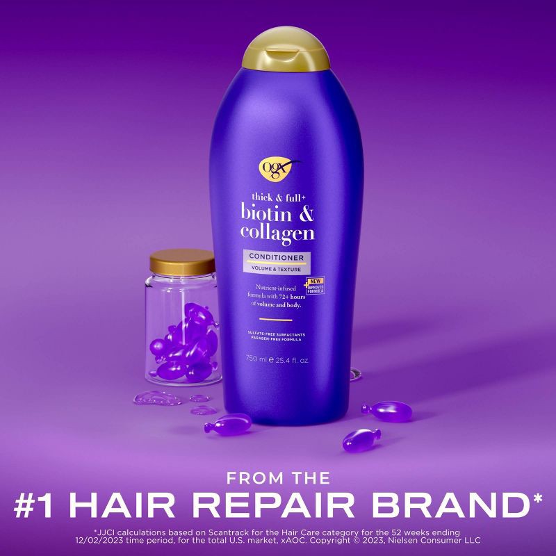 slide 3 of 5, OGX Thick & Full Biotin & Collagen Salon Size Conditioner for Thin Hair - 25.4 fl oz, 25.4 fl oz