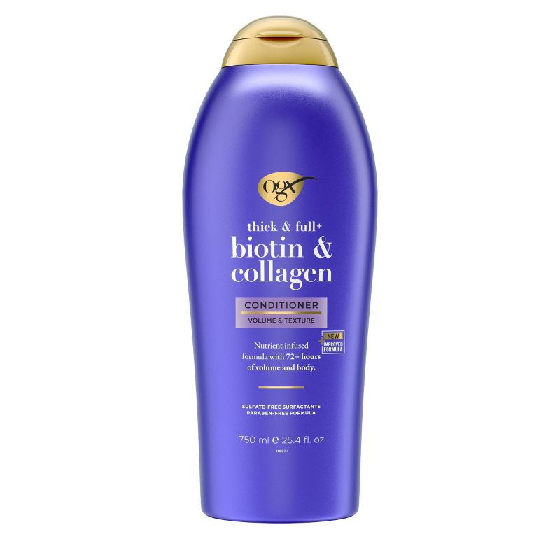 slide 1 of 9, OGX Thick & Full Biotin & Collagen Salon Size Conditioner for Thin Hair - 25.4 fl oz, 25.4 fl oz