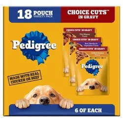 Pedigree Choice Cuts in Gravy Chicken, Vegetable, Steak, and Beef Flavor Variety Pack Pouch Wet Dog Food - 3.5oz/18ct