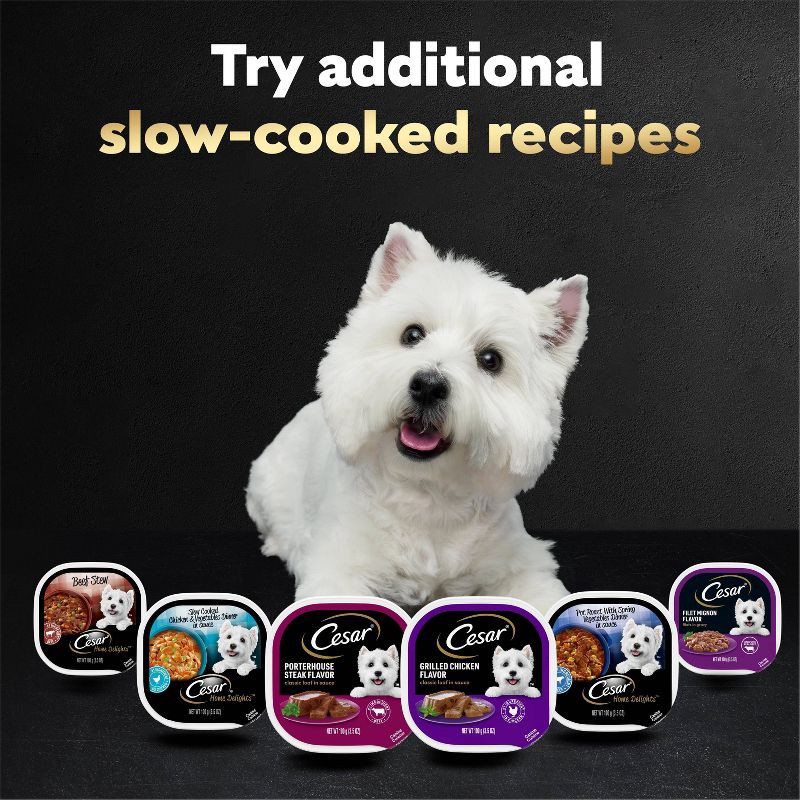slide 7 of 12, Cesar Classic Loaf in Sauce Beef, Chicken and Steak Flavor Variety Pack Small Breed Wet Dog Food - 3.5oz/36ct, 3.5 oz, 36 ct