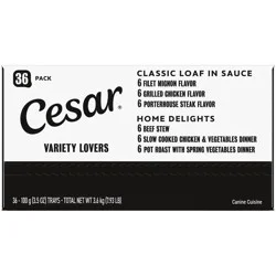 Cesar Classic Loaf in Sauce Beef, Chicken and Steak Flavor Variety Pack Small Breed Wet Dog Food - 3.5oz/36ct