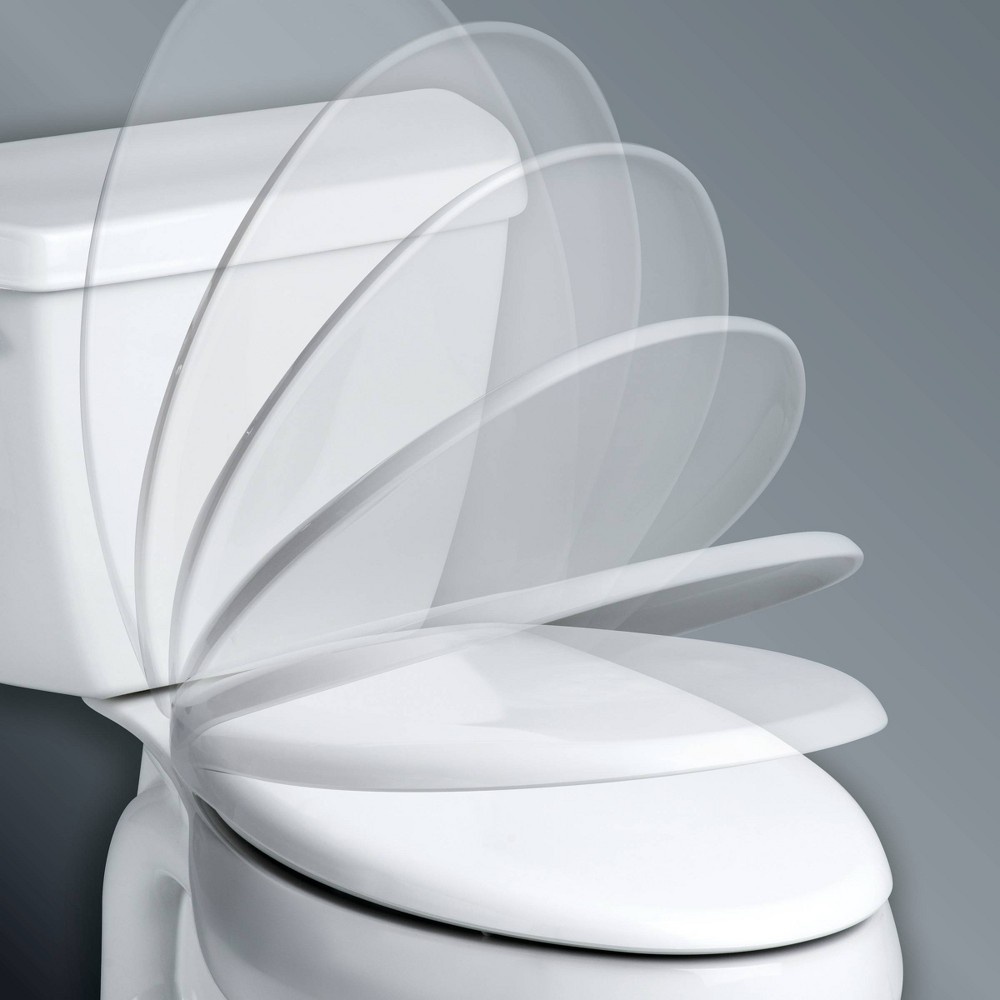 slide 3 of 4, Caswell Never Loosens Round Plastic Toilet Seat with Slow Close Hinge White - Mayfair by Bemis, 1 ct