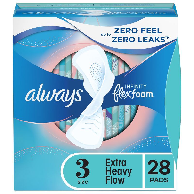 slide 1 of 7, Always Infinity FlexFoam Pads for Women - Extra Heavy Absorbency - Unscented - Size 3 - 28ct, 28 ct