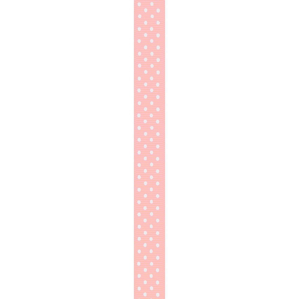 slide 2 of 2, Offray Grosgrain Ribbon - Light Pink Swiss Dot, 0.625 in x 9 ft