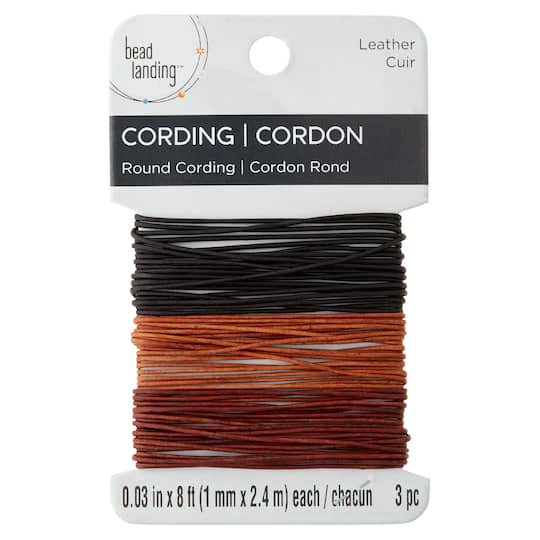slide 1 of 1, Ebony, Cedar And Mahogany Round Leather Cording By Bead Landing, 1mm x 8 ft