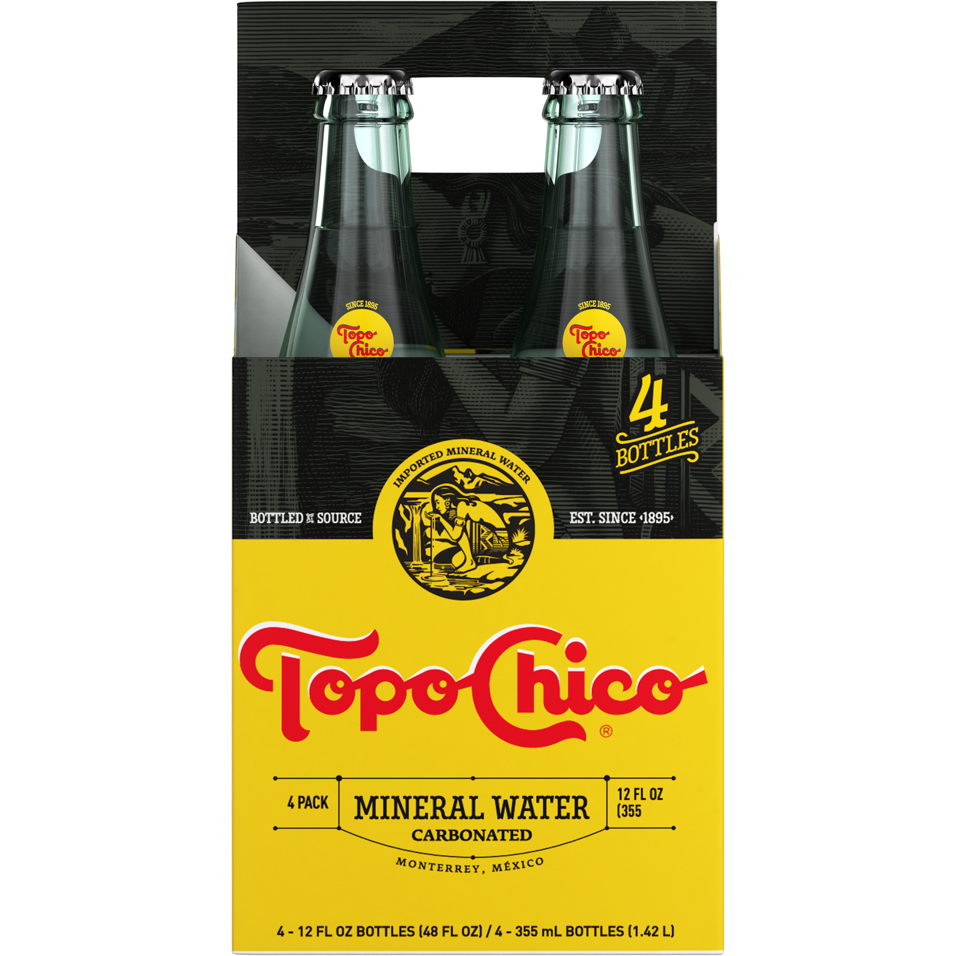 slide 1 of 5, Topo Chico Mineral Water Glass Bottles, 12 fl oz, 4 Pack, 4 ct