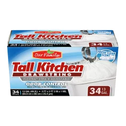 Our Family Flextra Xtra Odor Control Drawstring Tall Kitchen Trash Bags