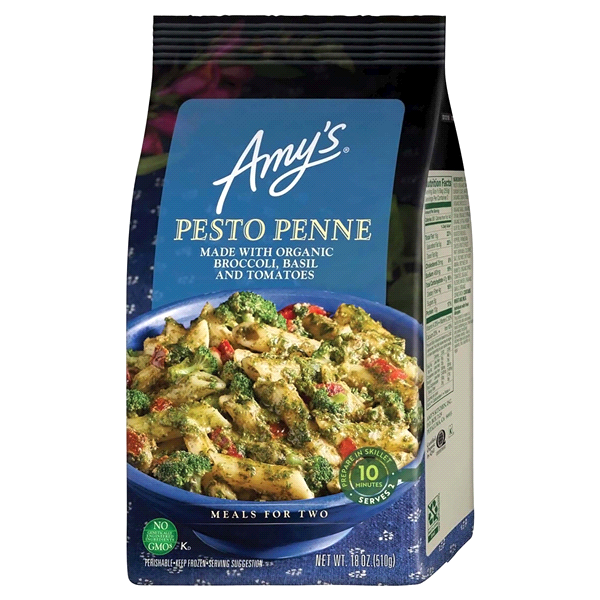 slide 1 of 1, Amy's Broccoli, Basil & Tomatoes Pesto Penne, 18 oz