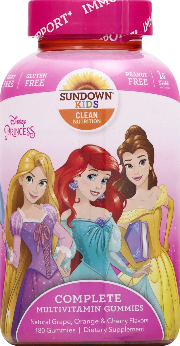 slide 1 of 9, Sundown Kids Disney Princess Gummies Complete Multivitamin 180 ea, 180 ct