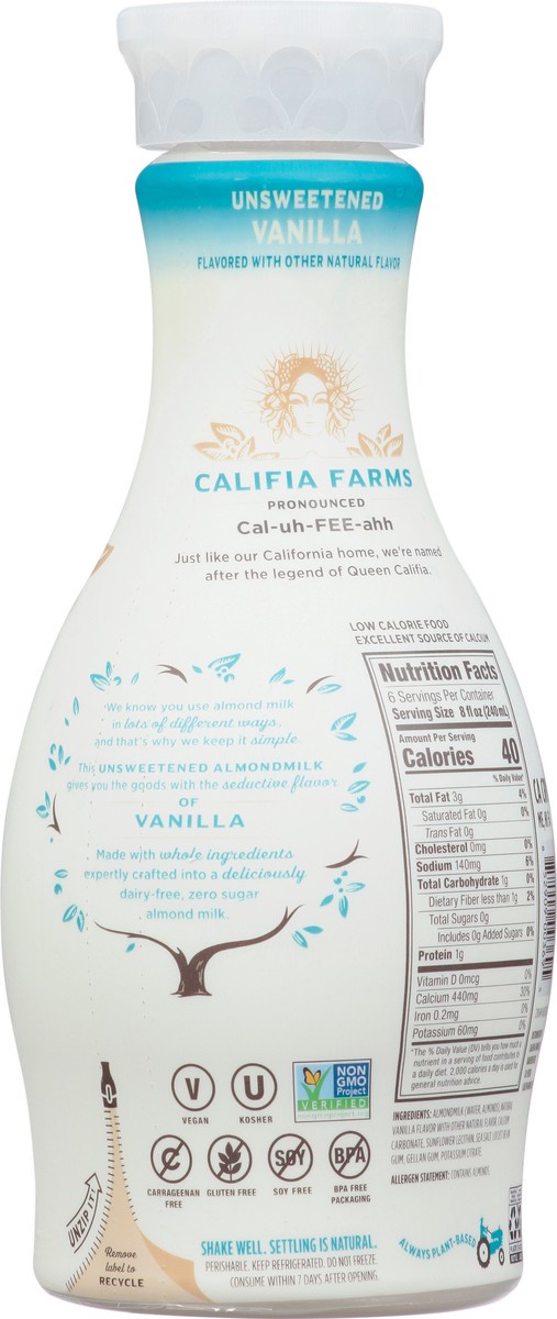 slide 7 of 12, Califia Farms Unsweetened Vanilla Almondmilk 48 fl oz, 48 fl oz