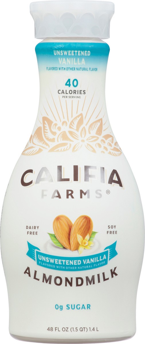 slide 12 of 12, Califia Farms Unsweetened Vanilla Almond Milk, 48 fl oz