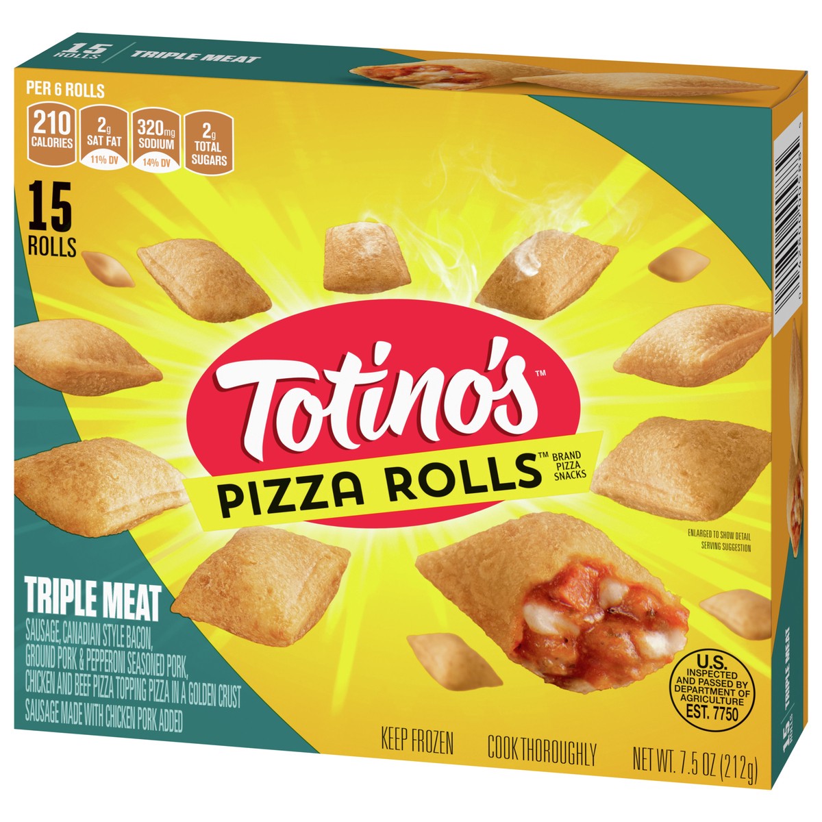 slide 7 of 13, Totino's Pizza Rolls, Triple Meat, Frozen Snacks, 7.5 oz, 15 ct, 15 ct