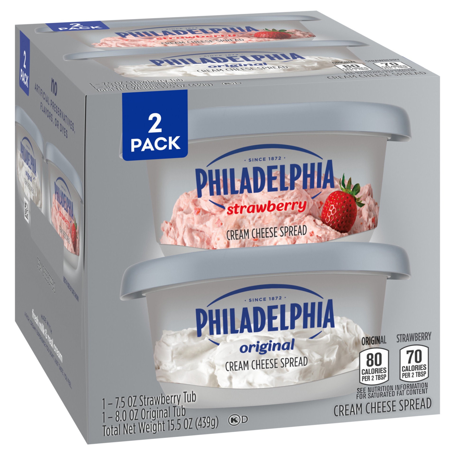 slide 5 of 5, Philadelphia Cream Cheese Spread Multipack, Original and Strawberry, 2 ct