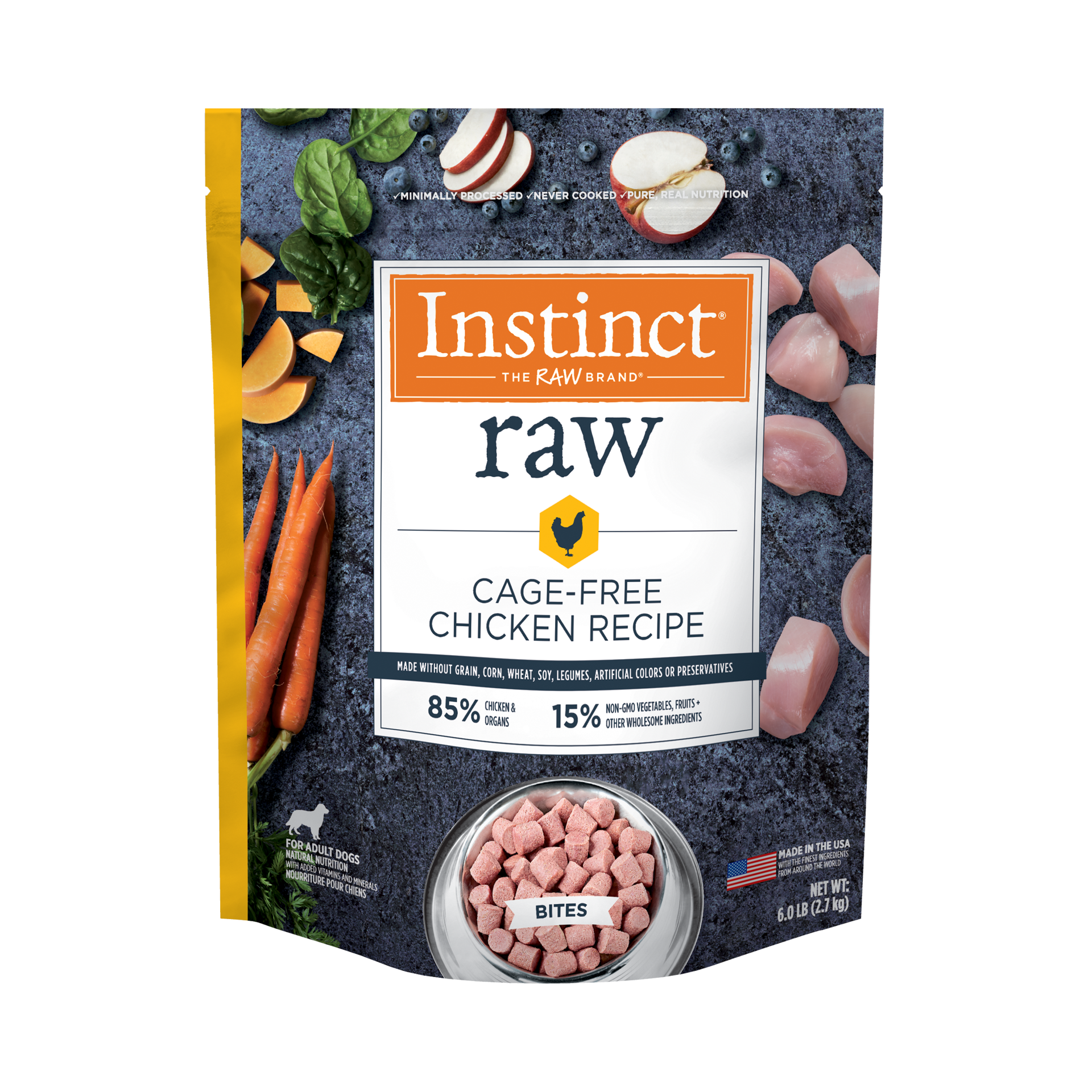 slide 1 of 2, Instinct Raw Frozen Chicken Bites Dog Food, 6 lb. Bag, 6 lb