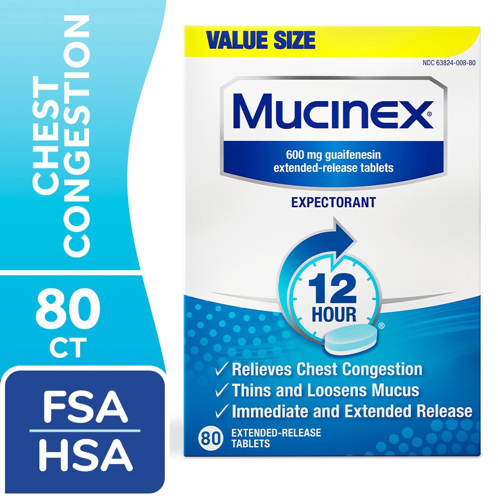 slide 2 of 6, Mucinex 12 Hour Chest Congestion Expectorant Relief Tablets, 80 ct