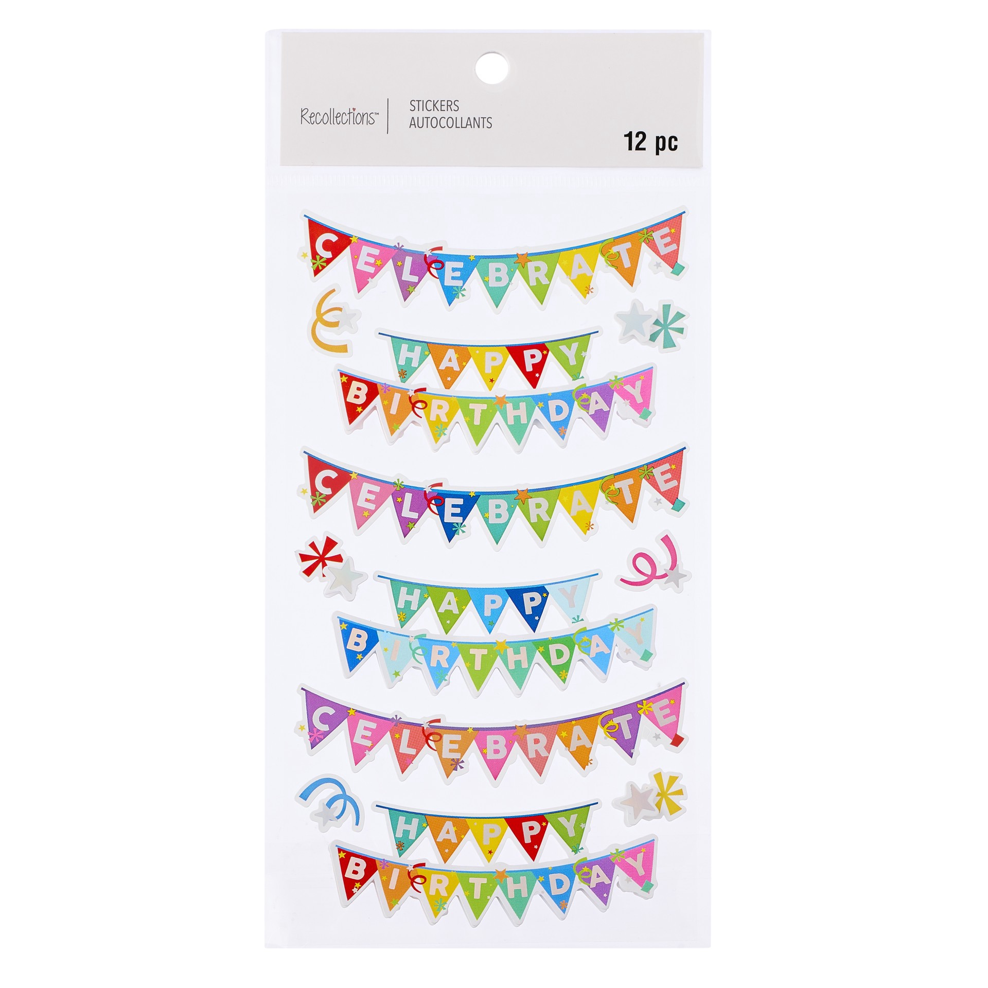 slide 2 of 2, Birthday Banner Dimensional Stickers By Recollections, 4.15 in x 8.5 in