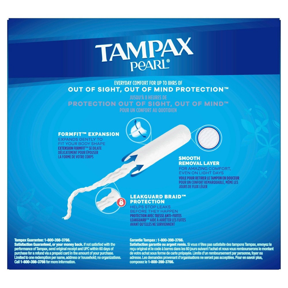 slide 4 of 7, Tampax Pearl Light Absorbency Plastic Applicator and LeakGuard Braid Tampons - Unscented - 50ct, 50 ct