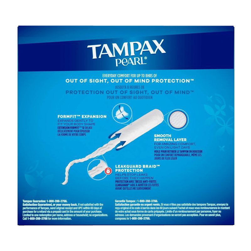 slide 6 of 8, Tampax Pearl Light Absorbency Plastic Applicator and LeakGuard Braid Tampons - Unscented - 50ct, 50 ct
