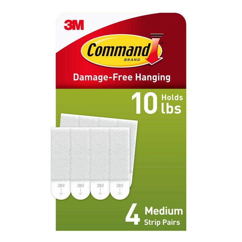 slide 7 of 10, Command 4pk Damage-Free Medium Sized Picture Hanging Strips: Adhesive Strip for Frames & Art, Plastic, Mounting, 1 ct