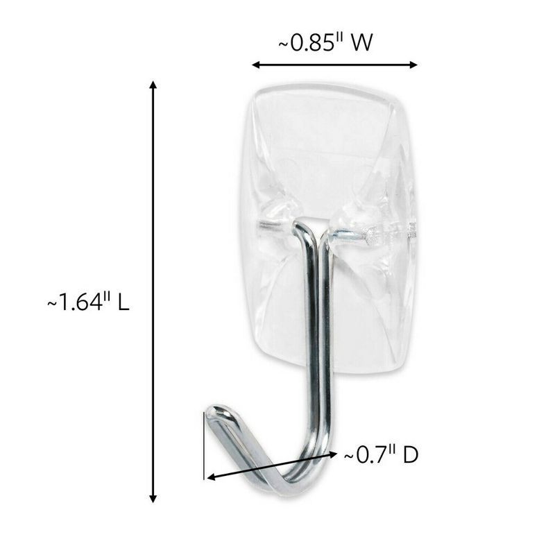 slide 3 of 10, Command Small Sized Wire Hooks (4 Hooks/5 Strips) - Clear: Adhesive Wall Hooks, Plastic, 0.5 lb Capacity, 1.18" Height, 0.5 lb