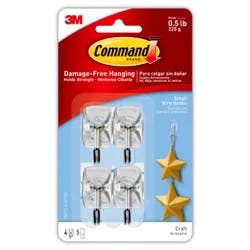 Command Small Sized Wire Hooks (4 Hooks/5 Strips) - Clear: Adhesive Wall Hooks, Plastic, 0.5 lb Capacity, 1.18" Height