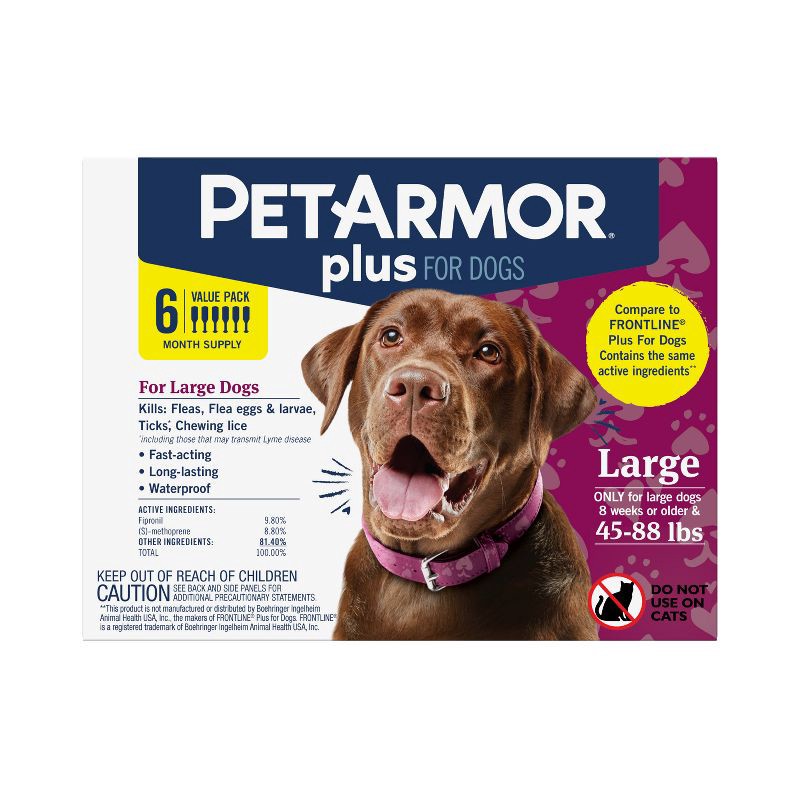 slide 1 of 16, PetArmor Plus Flea and Tick Topical Treatment for Dogs - 45-88lbs - 6 Month Supply, 45 ct; 88 lb
