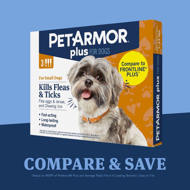 slide 11 of 13, PetArmor Plus Flea and Tick Topical Treatment for Dogs - 4-22lbs - 6 Month Supply - 0.138 fl oz, 4 ct; 22 lb, 0.138 fl oz