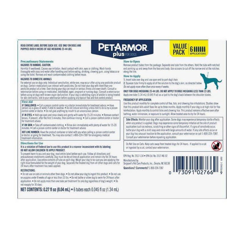 slide 3 of 11, PetArmor Plus Flea and Tick Topical Treatment for Dogs - 23-44lbs - 6 Month Supply, 23 ct; 44 lb