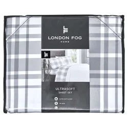 London Fog Home Sheet set Queen Gray Plaid