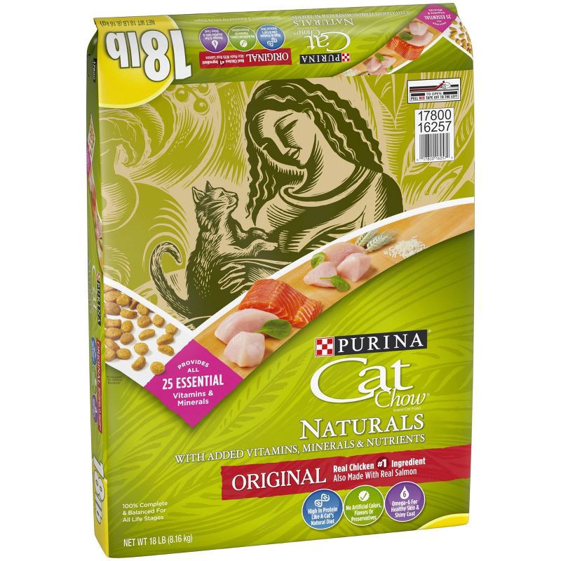 slide 4 of 5, Purina Cat Chow Naturals Original Chicken Flavor Dry Cat Food - 18lbs, 18 lb