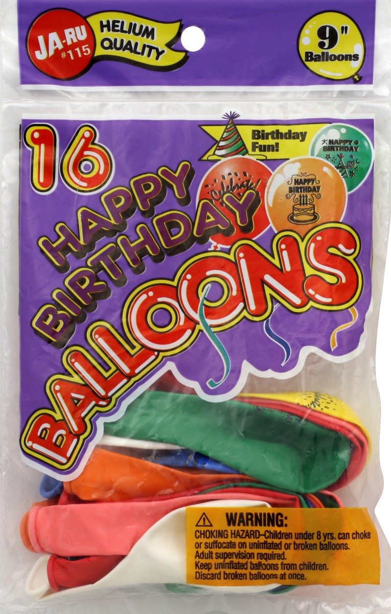slide 2 of 2, Ja-Ru Happy Birthday Balloons, 16 ct