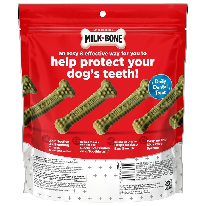 slide 4 of 7, Milk-Bone Brushing Chews in Peppermint Dental Chicken Flavored Dog Treats - 48ct/18.9oz, 48 ct, 18.9 oz