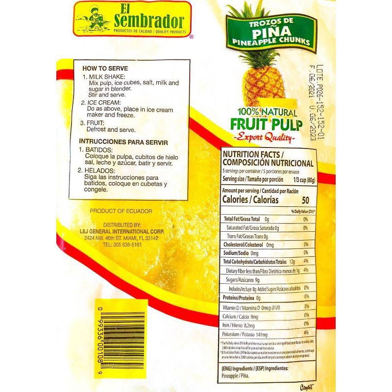 slide 2 of 3, El Sembrador Frozen Pulp Pineapple - 14oz, 14 oz