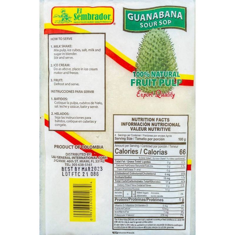 slide 2 of 3, El Sembrador Frozen Pulp Soursop - 14oz, 14 oz