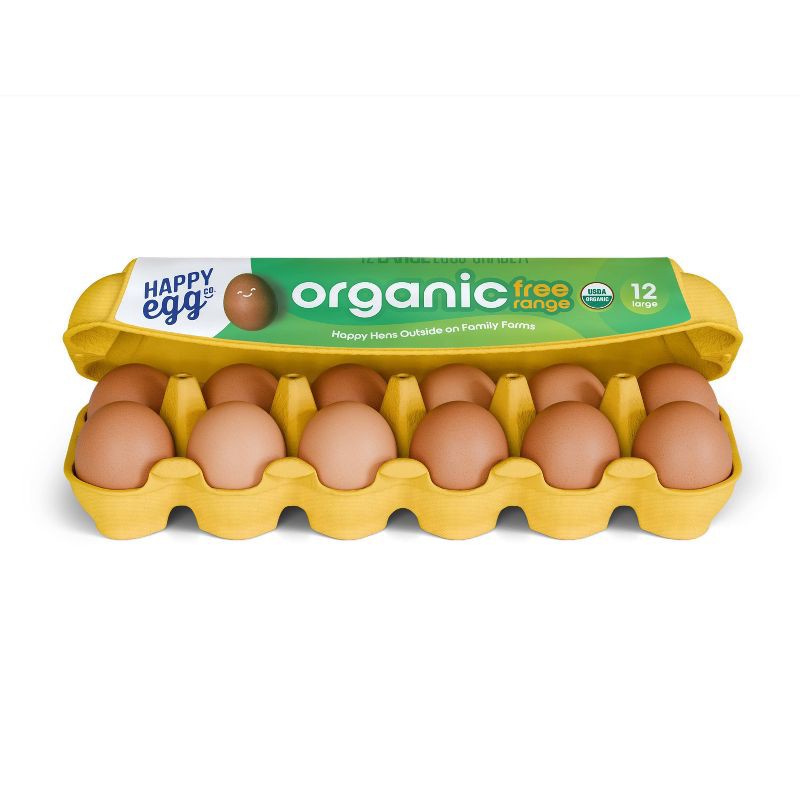 slide 1 of 7, The Happy Egg Co. Happy Egg Large Brown Organic Free Range Grade A Eggs - 12ct, 12 ct
