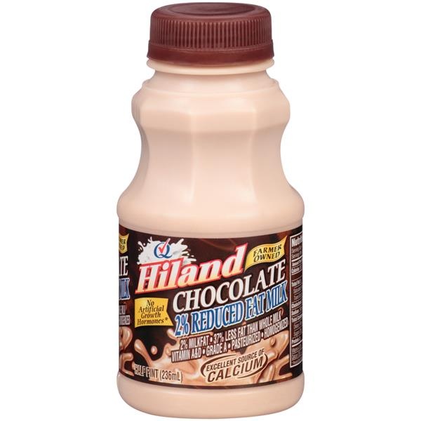 slide 1 of 1, Hiland Dairy 2% Reduced Fat Chocolate Milk, 1/2 pint