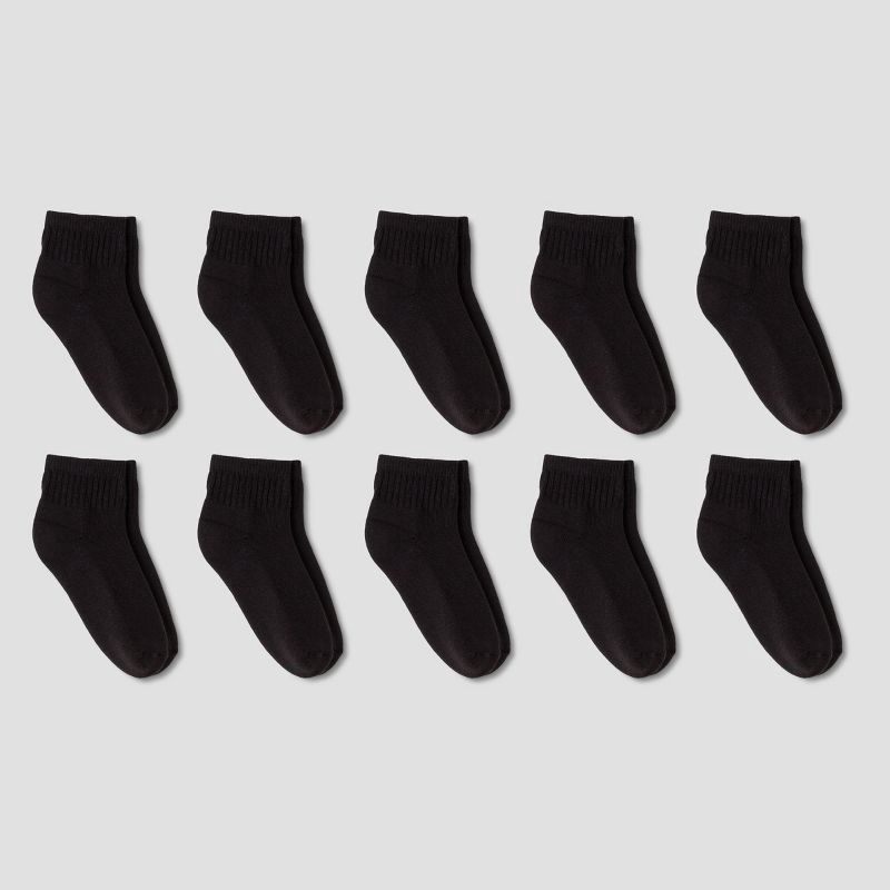 slide 1 of 1, Boys' 10pk Athletic Ankle Socks - Cat & Jack™ Black M, 10 ct