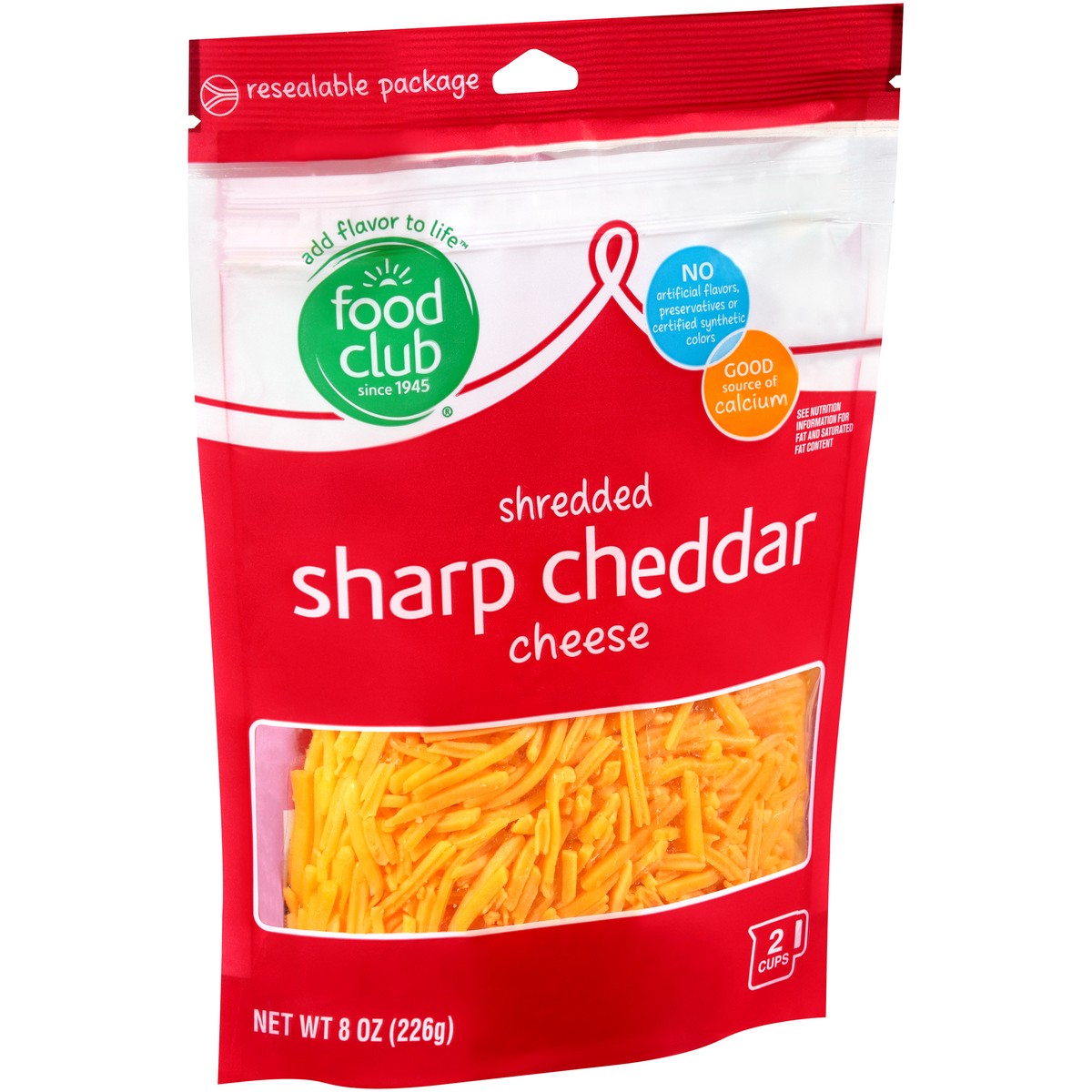 slide 7 of 9, Food Club Sharp Cheddar Shredded Cheese 8 oz, 8 oz