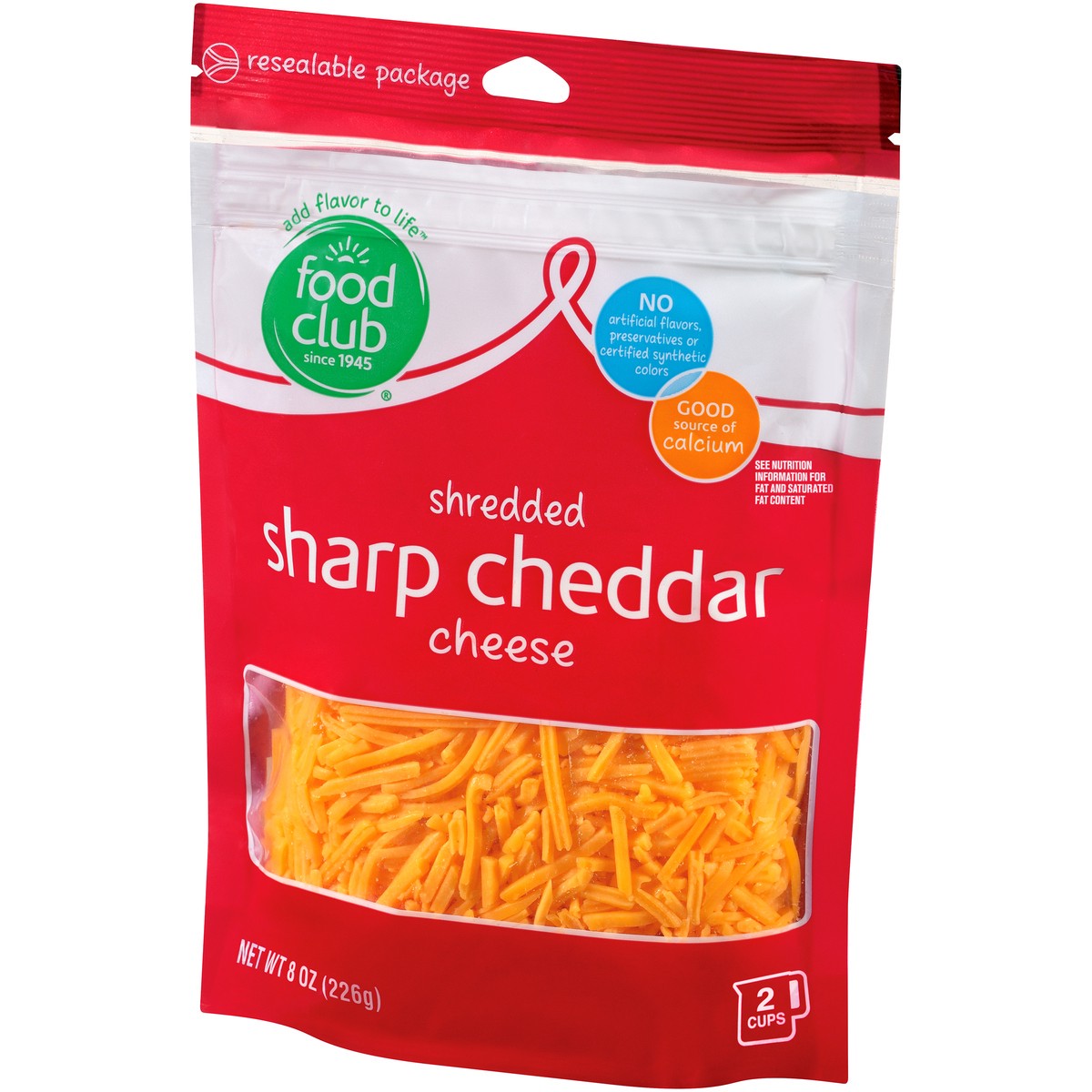 slide 9 of 9, Food Club Sharp Cheddar Shredded Cheese 8 oz, 8 oz