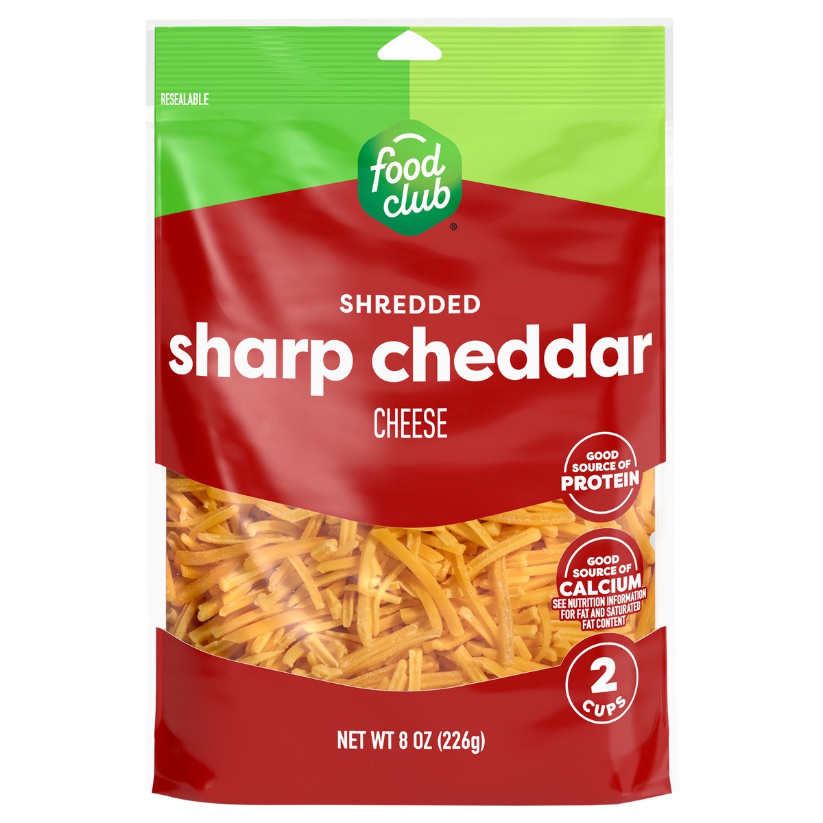 slide 1 of 9, Food Club Sharp Cheddar Shredded Cheese 8 oz, 8 oz