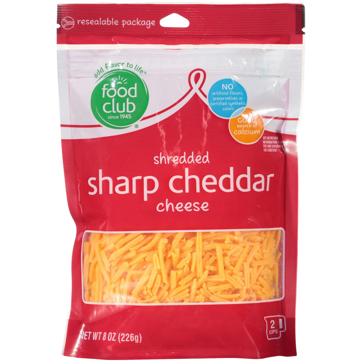 slide 8 of 9, Food Club Sharp Cheddar Shredded Cheese 8 oz, 8 oz