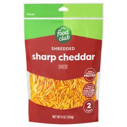 Food Club Sharp Cheddar Shredded Cheese 8 oz