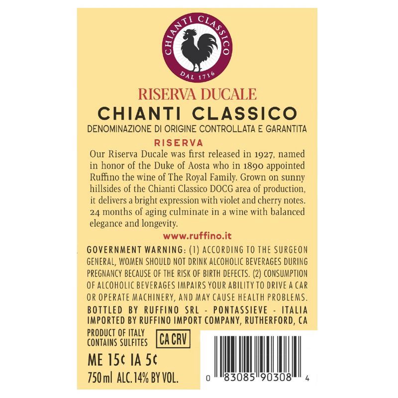 slide 11 of 12, Ruffino Riserva Ducale Chianti Classico DOCG Sangiovese Red Blend Italian Red Wine - 750ml Bottle, 750 ml