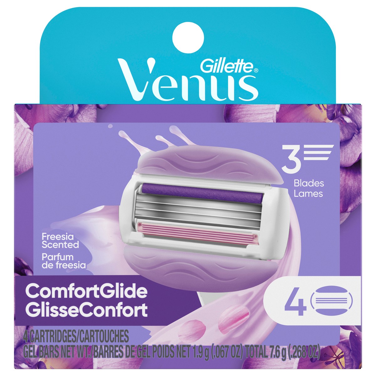 slide 1 of 1, Gillette Venus ComfortGlide Freesia Women's Razor Blade Refills, 4 Count, 4 ct