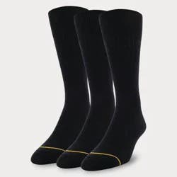 GOLDTOE Signature Collection Signature Gold by GOLDTOE Men's Solids Bamboo Rayon Relaxed Top Crew Socks 3pk - Black 6-12.5