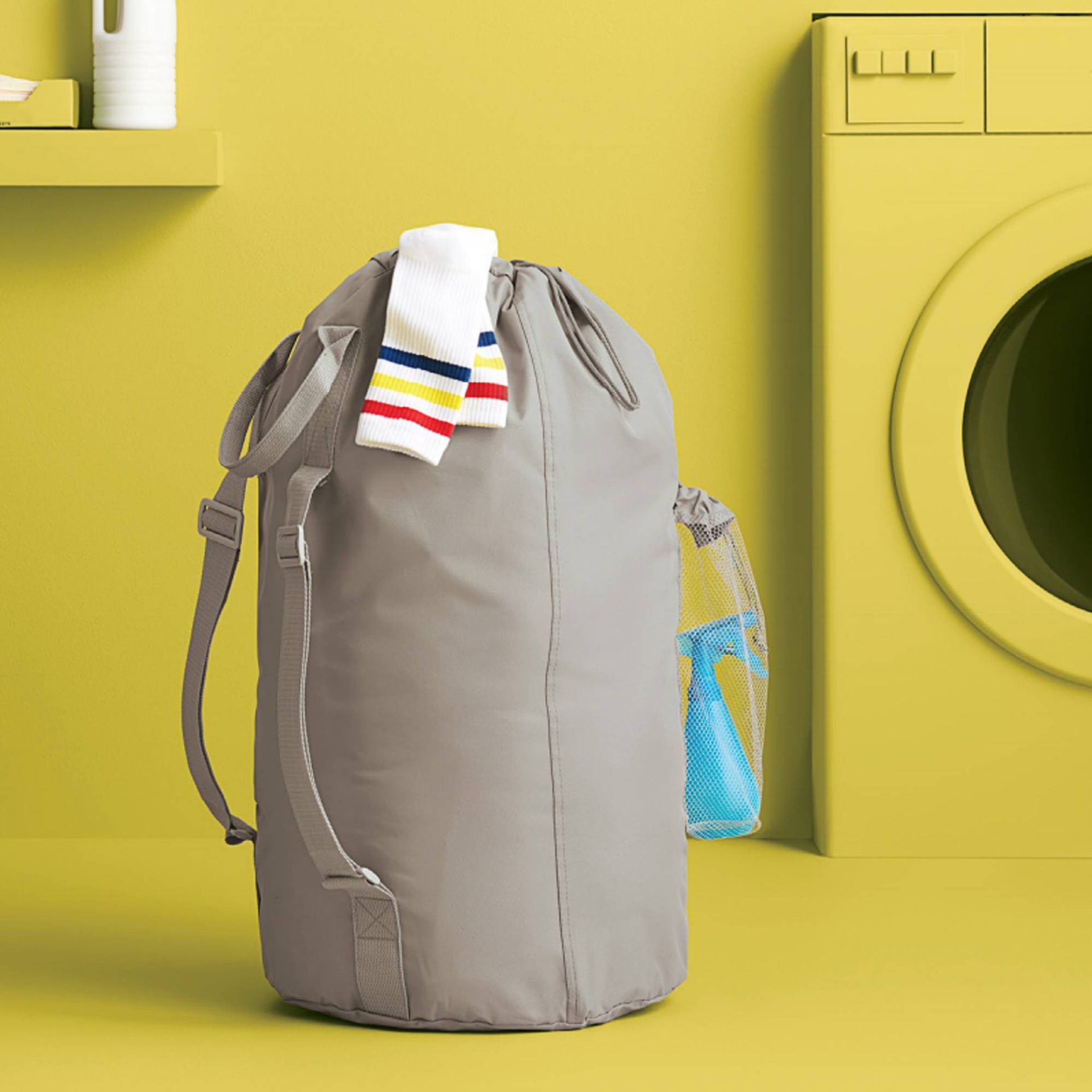 slide 1 of 5, Laundry Bag with Pocket Gray - Room Essentials, 1 ct