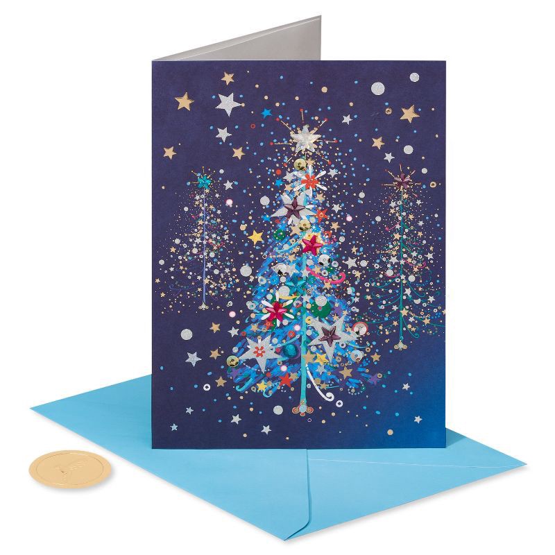 slide 5 of 5, Papyrus Starry Night Xmas Tree Card, 1 ct