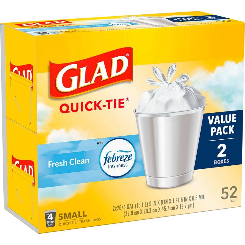 slide 5 of 12, Glad Small Trash Bags + OdorShield White Trash Bags - 4 Gallon - 52ct, 4 gal, 52 ct