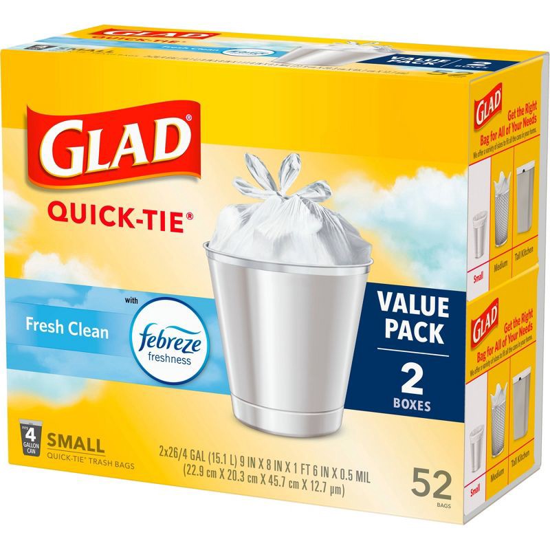 slide 7 of 12, Glad Small Trash Bags + OdorShield White Trash Bags - 4 Gallon - 52ct, 4 gal, 52 ct